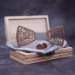 Wooden Bow Tie set and Handkerchief