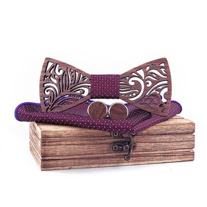 Wooden Bow Tie set and Handkerchief