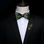 Green Bird's Feather Handmade Bow Tie