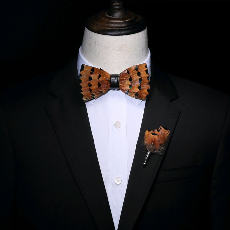 Original Design Natural Bird's Feather Exquisite Bow Tie