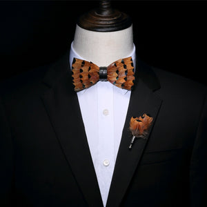 Original Design Natural Bird's Feather Exquisite Bow Tie