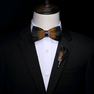 Original Design Natural Bird's Feather Exquisite Bow Tie