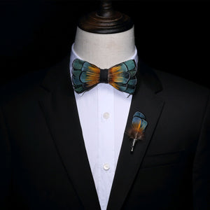 Original Design Natural Bird's Feather Exquisite Bow Tie