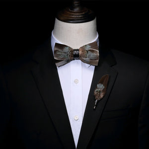 Original Design Natural Bird's Feather Exquisite Bow Tie