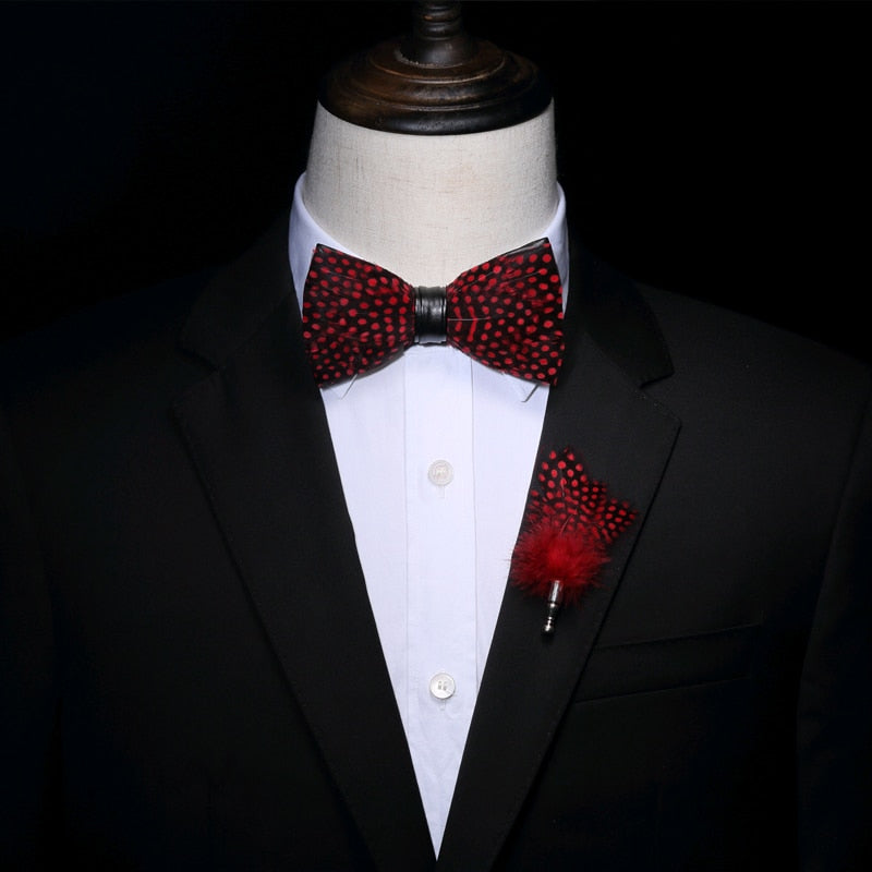 Original Design Natural Bird's Feather Exquisite Bow Tie