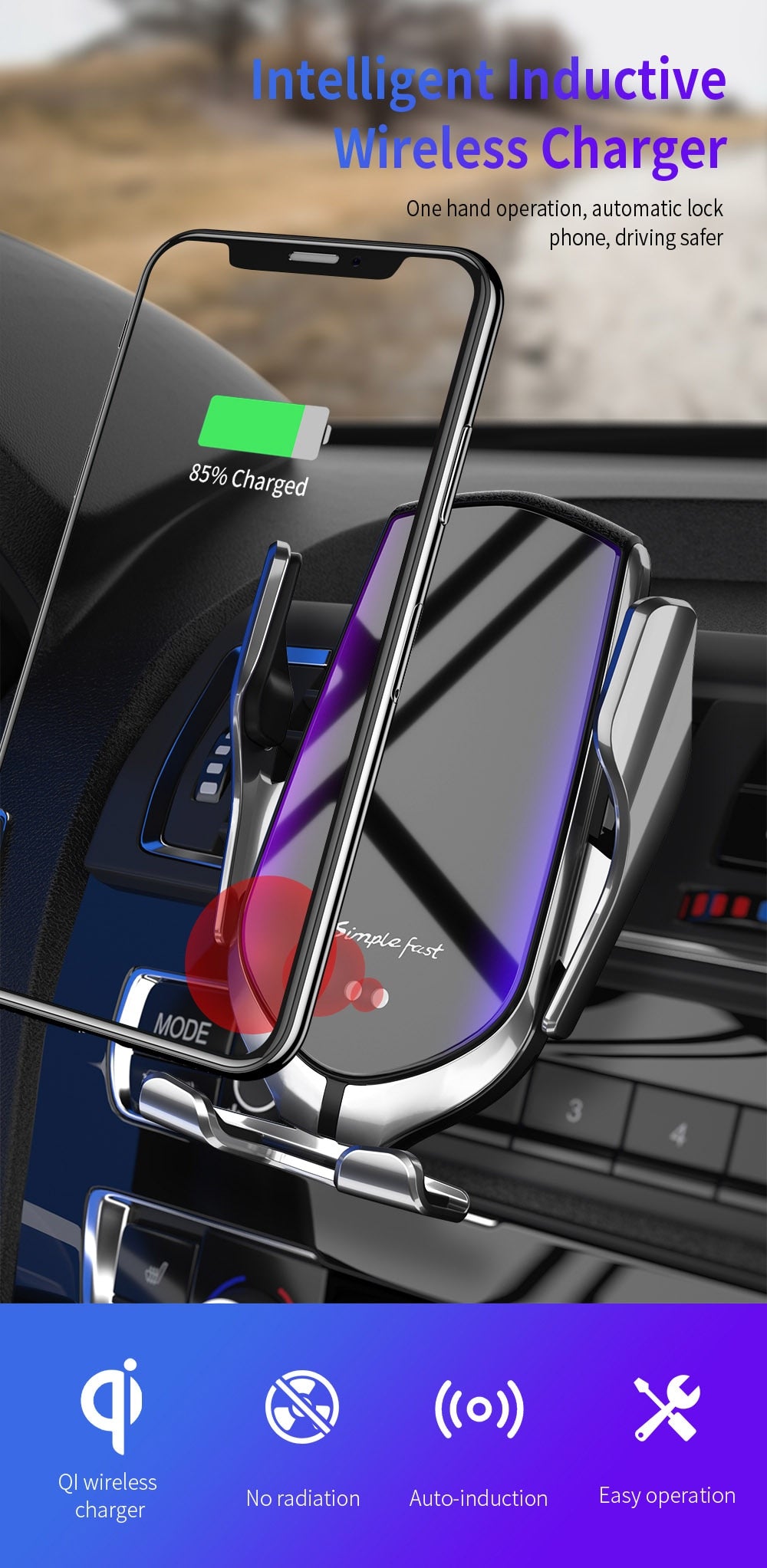 Automatic Clamping Car Wireless Charger