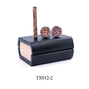 Vintage Wood Neck Tie Clip ans Cufflinks Set