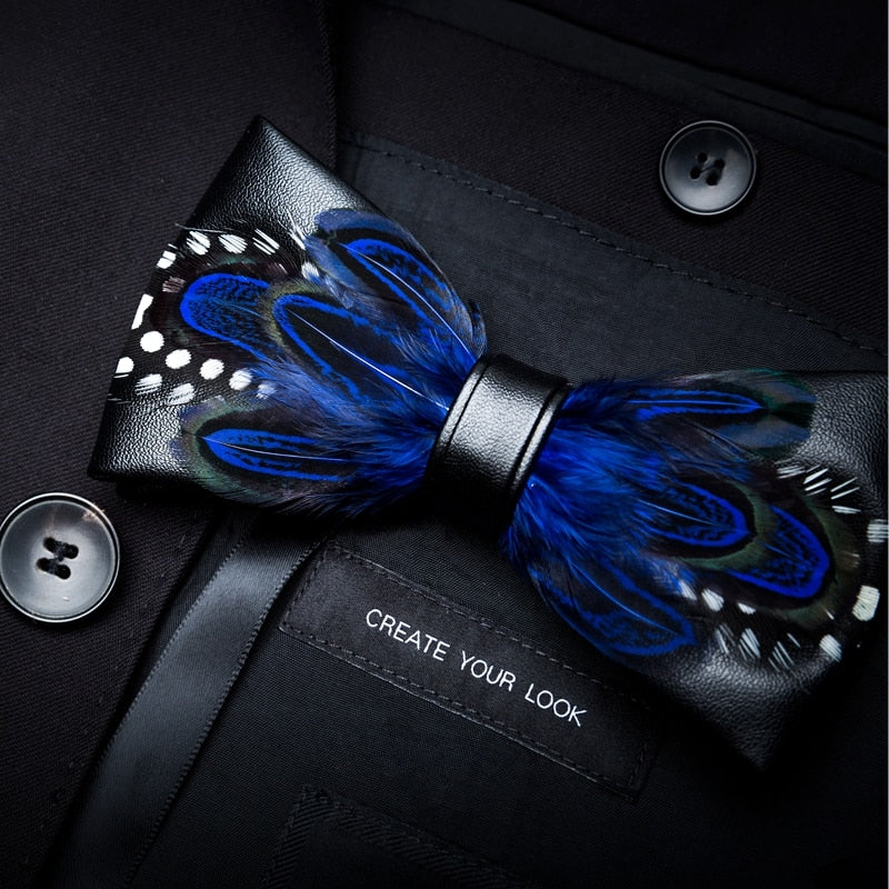 Original Design Natural Bird's Feather Exquisite Bow Tie