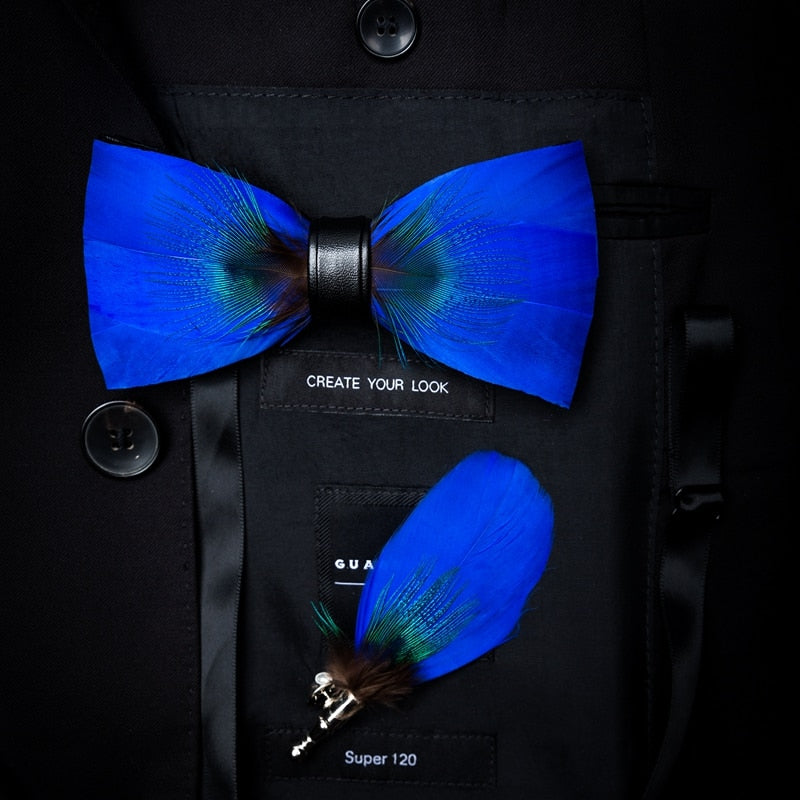 Original Design Natural Bird's Feather Exquisite Bow Tie