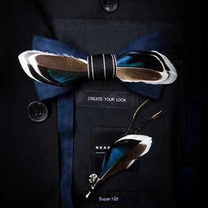 Original Design Natural Bird's Feather Exquisite Bow Tie