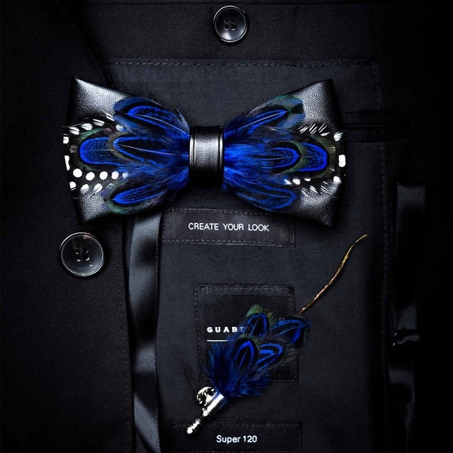 Original Design Natural Bird's Feather Exquisite Bow Tie