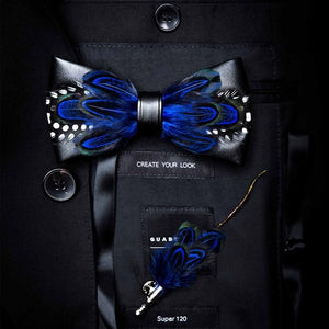 Original Design Natural Bird's Feather Exquisite Bow Tie