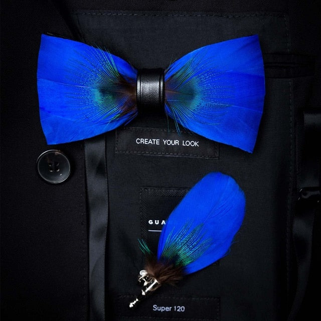 Original Design Natural Bird's Feather Exquisite Bow Tie
