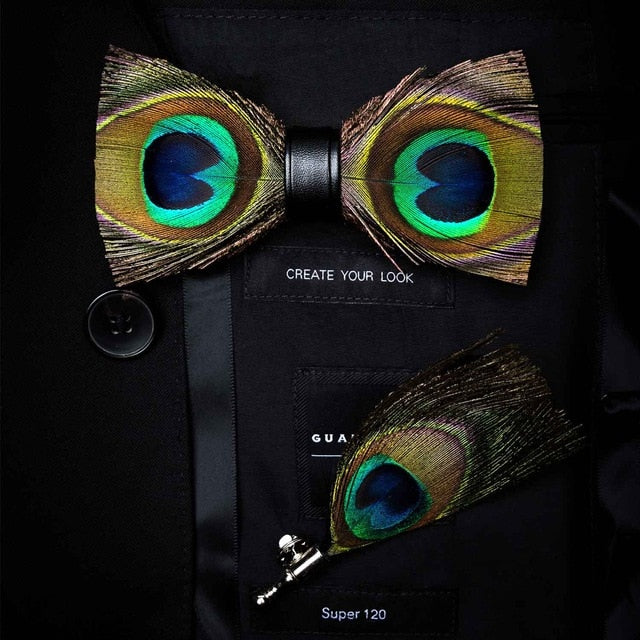Original Design Natural Bird's Feather Exquisite Bow Tie