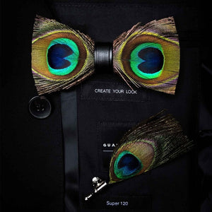 Original Design Natural Bird's Feather Exquisite Bow Tie