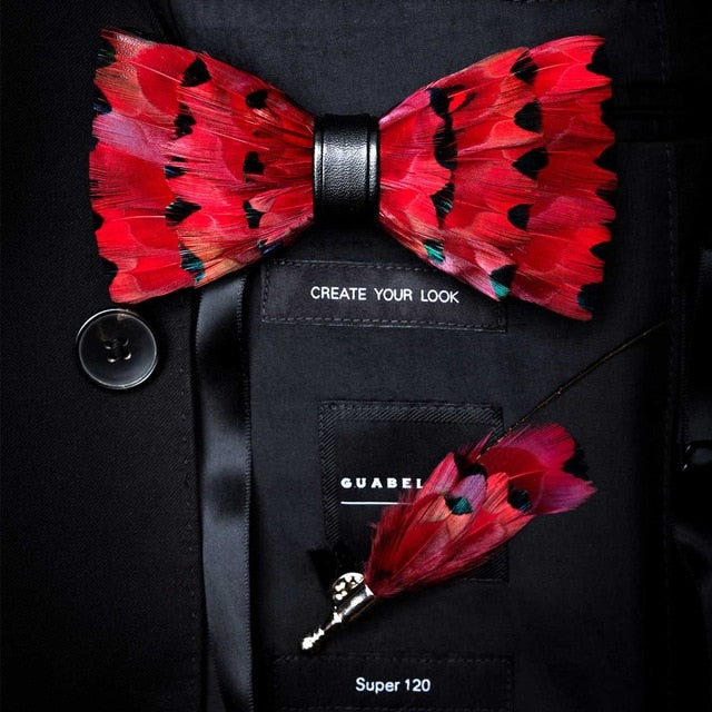 Original Design Natural Bird's Feather Exquisite Bow Tie