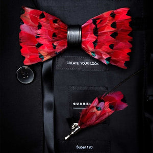 Original Design Natural Bird's Feather Exquisite Bow Tie