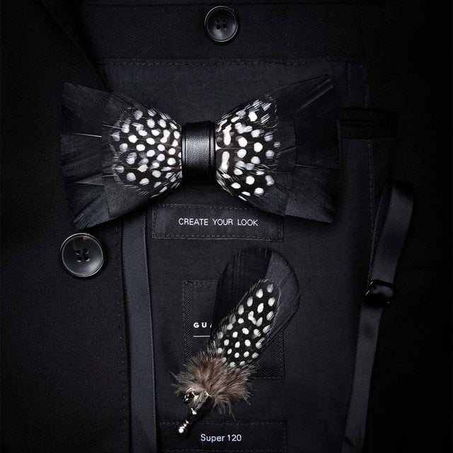 Original Design Natural Bird's Feather Exquisite Bow Tie