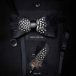 Original Design Natural Bird's Feather Exquisite Bow Tie