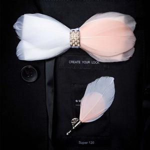Original Design Natural Bird's Feather Exquisite Bow Tie