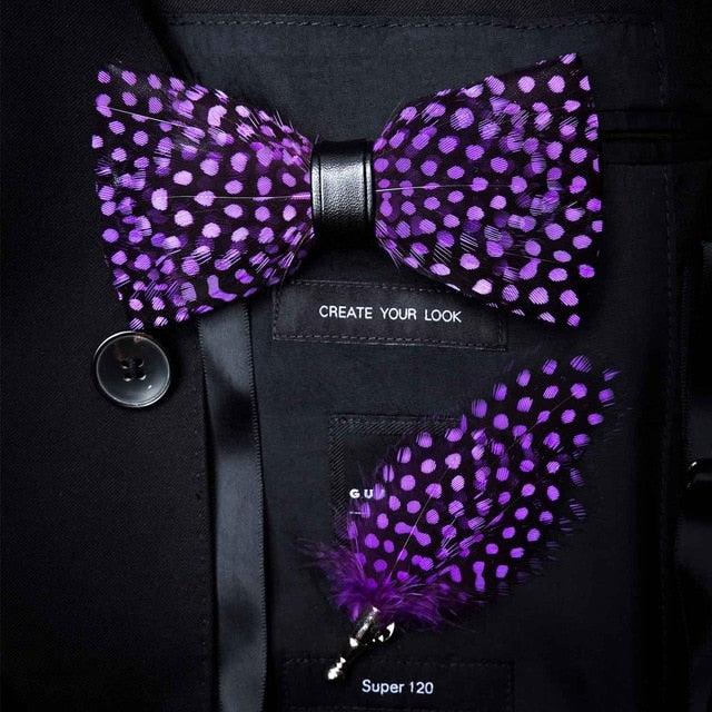 Original Design Natural Bird's Feather Exquisite Bow Tie