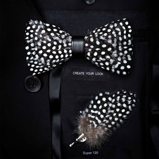 Original Design Natural Bird's Feather Exquisite Bow Tie