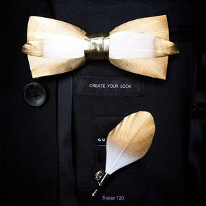 Original Design Natural Bird's Feather Exquisite Bow Tie