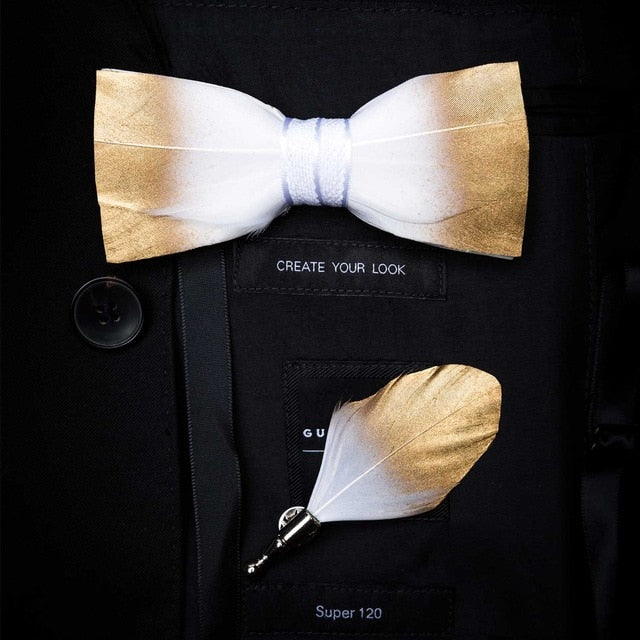 Original Design Natural Bird's Feather Exquisite Bow Tie