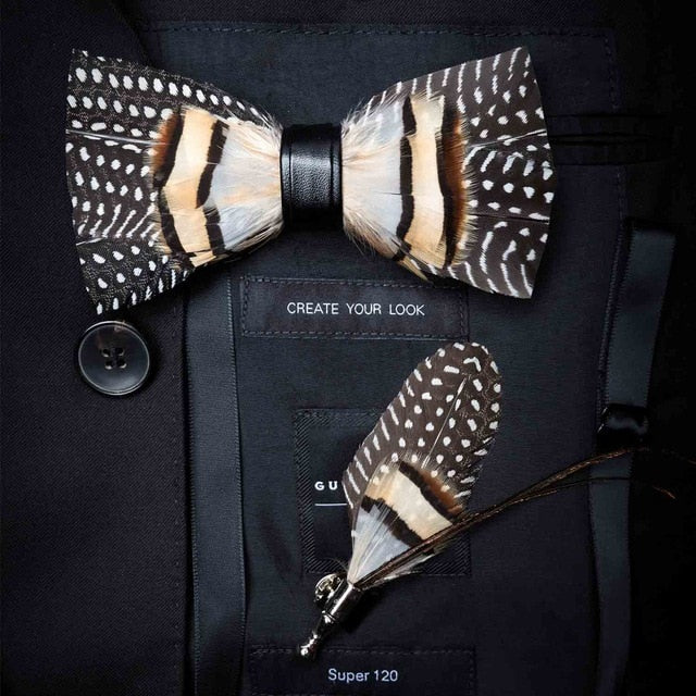 Original Design Natural Bird's Feather Exquisite Bow Tie