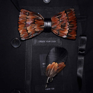 Original Design Natural Bird's Feather Exquisite Bow Tie