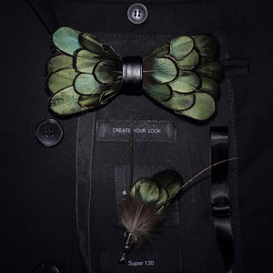 Original Design Natural Bird's Feather Exquisite Bow Tie