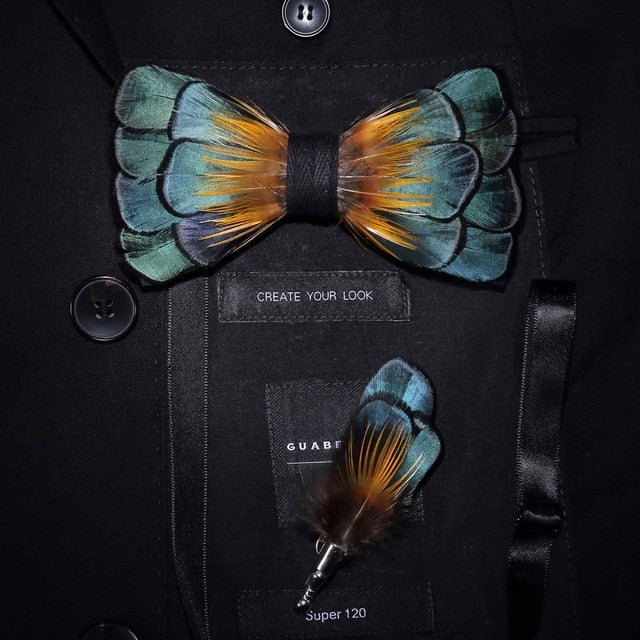 Original Design Natural Bird's Feather Exquisite Bow Tie