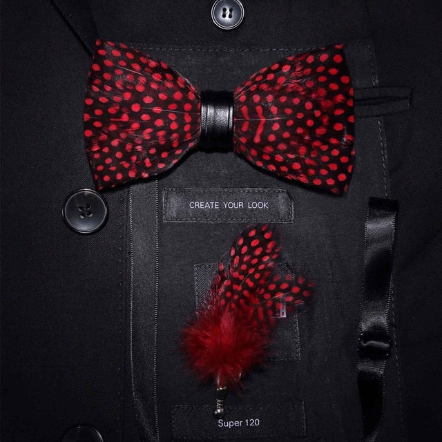 Original Design Natural Bird's Feather Exquisite Bow Tie