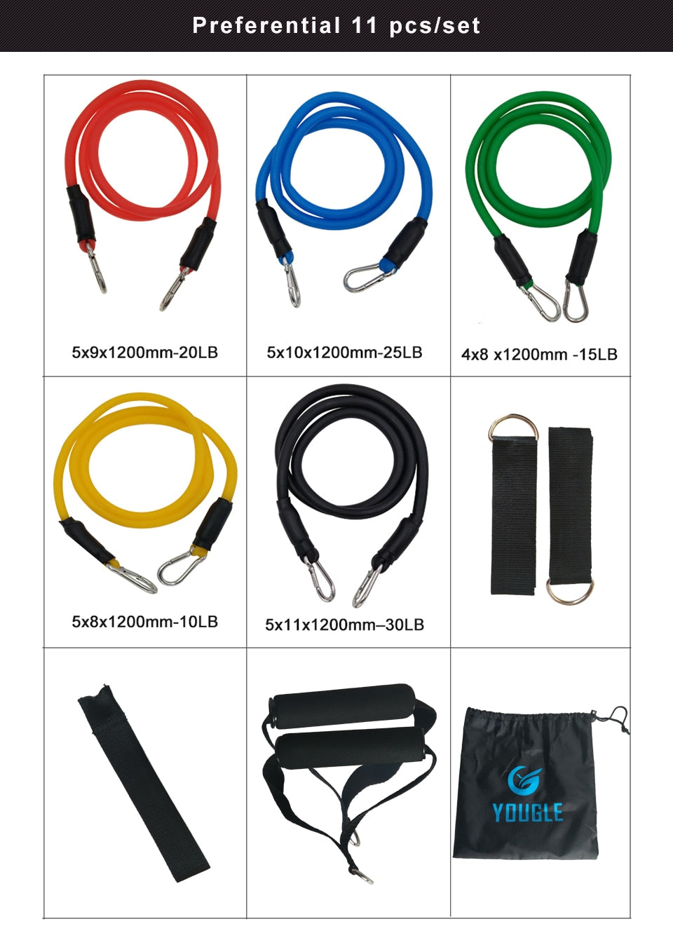 11pcs/set Pull Rope Fitness Resistance Bands