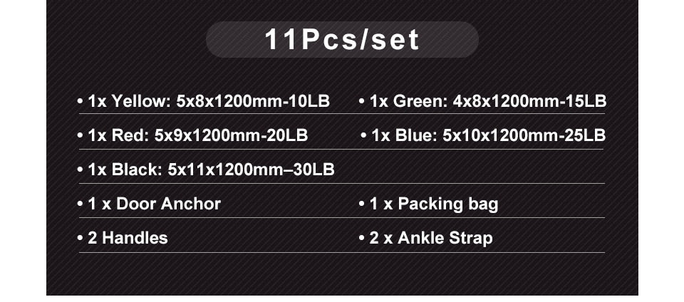 11pcs/set Pull Rope Fitness Resistance Bands