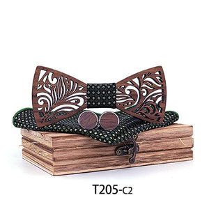 Wooden Bow Tie set and Handkerchief
