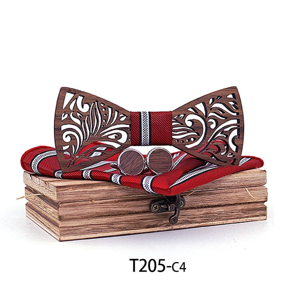 Wooden Bow Tie set and Handkerchief