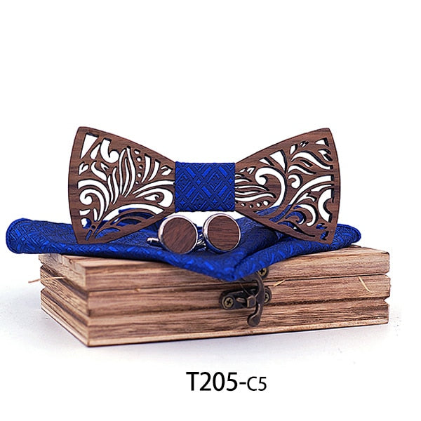 Wooden Bow Tie set and Handkerchief