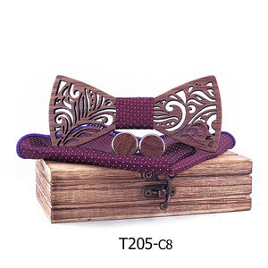 Wooden Bow Tie set and Handkerchief