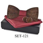 Wooden tie Cufflinks Set