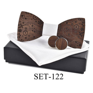 Wooden tie Cufflinks Set