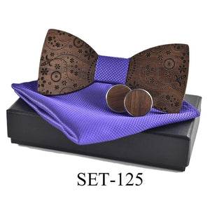 Wooden tie Cufflinks Set