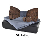 Wooden tie Cufflinks Set