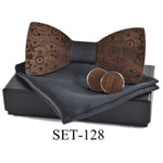 Wooden tie Cufflinks Set