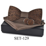 Wooden tie Cufflinks Set