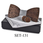Wooden tie Cufflinks Set