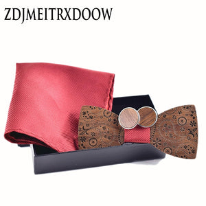 Wooden tie Cufflinks Set