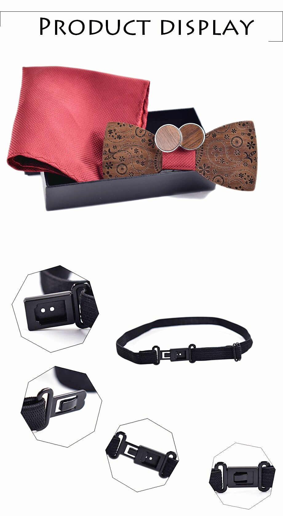 Wooden tie Cufflinks Set