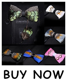 Green Bird's Feather Handmade Bow Tie